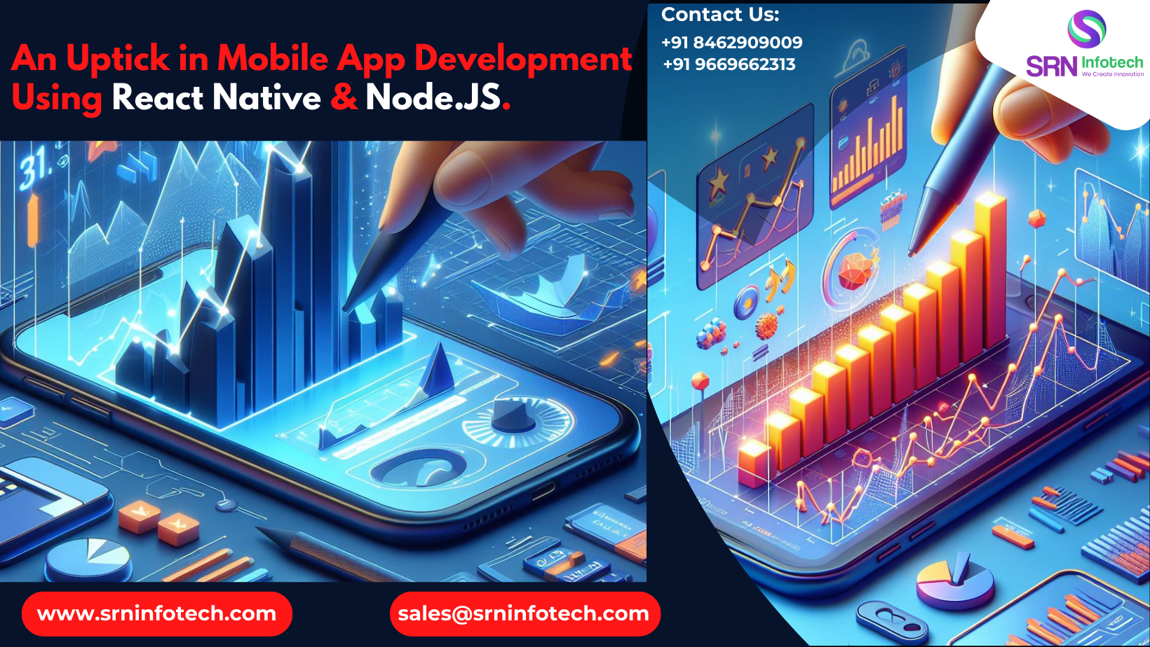 An uptick in mobile app development using React Native and Node.JS.